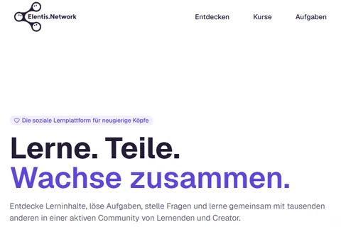 ELENTIS: Startseite der Lernplattform
